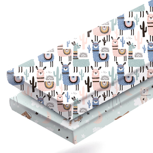 10Pcs Moq מותאם אישית הדפסת עור ידידותי ג 'רזי אורגני כותנה תינוק מצויד גיליון עריסה סט - Product Image 4