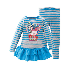 Blu A Strisce Del Fumetto Vestito Dalla Parte Superiore e Pantaloni Delle Ghette Dei Bambini Delle Ragazze Abiti Elegante Del Bambino Del Cotone Delle Ragazze Scherza I <span class=keywords><strong>Vestiti</strong></span> - Product Image 2