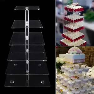 Suporte de acrílico de cupcake 7 tamanhos quadrados transparentes/suporte