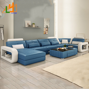 Diseño clásico en casa muebles de estilo italiano en forma de l conjunto sofá de cuero salón sofá muebles - Product Image 3