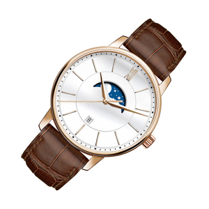 주문 로고 남자를 위한 우아한 스테인리스 달 단계 시계 서양식 호화스러운 Relojes 손목 시계 - Product Image 5