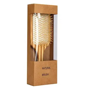 Escova de cabelo de bambu eco-friendly, escova de remo de cerda de bambu natural para todos os tipos de cabelo