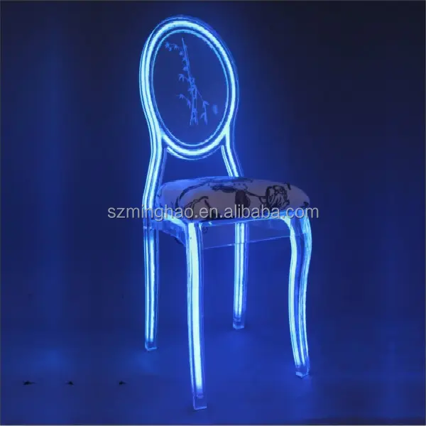 Fashionable led acrylic wedding chair acrylic banquet lighting chair