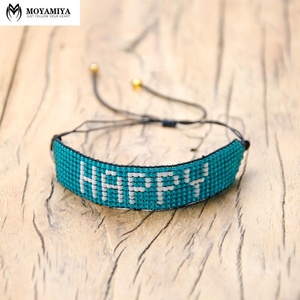 Moyamiya custom giapponese seed perline lettere felice fatto a mano con perline braccialetti indie aborigeni stile boho amicizia
