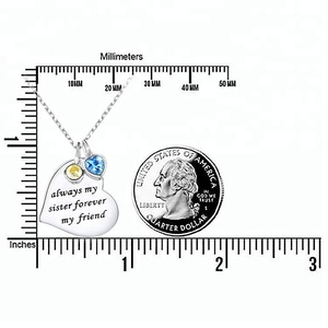 Always My Sister Forever My Friend-collar con colgante de corazón grabado de Plata de Ley 925 - Product Image 5
