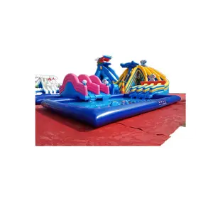 Cartoon Animal theme park giant water pool slide inflatable floating water park for amusement equipment