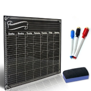 6x9 pulgadas 16x12 pulgadas imán de nevera calendario magnético borrado en seco escribir tablero de mensajes tablero negro - Product Image 1