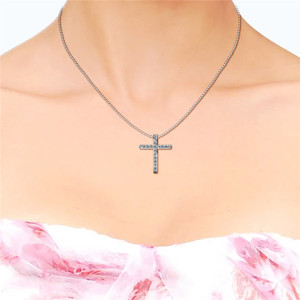 Daisini hermosa <span class=keywords><strong>gargantilla</strong></span> colgante transversal adornado con cristales de <span class=keywords><strong>Swarovski</strong></span> joyería plata esterlina/Collar de moda de latón - Product Image 5