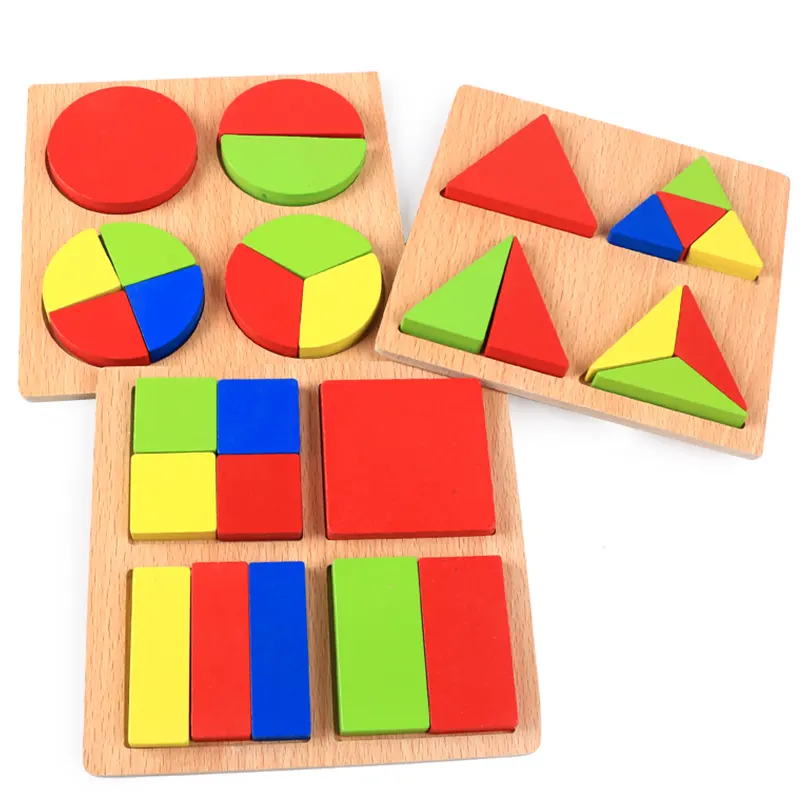Kayu Bayi bentuk geometri menyortir Jigsaw Puzzle 3D anak belajar warna papan kognitif cocok mainan pendidikan balita