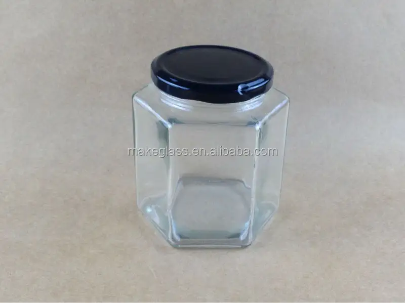 glass jar 720ml glass jar for honey with hexagonal shaped can hold 1000ml honey