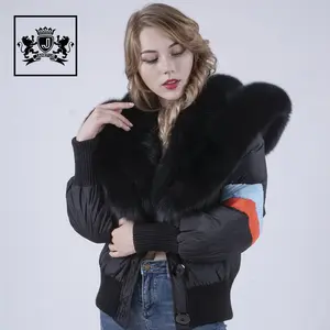 Grossiste femmes veste d'hiver en duvet d'oie de haute qualité veste avec fourrure