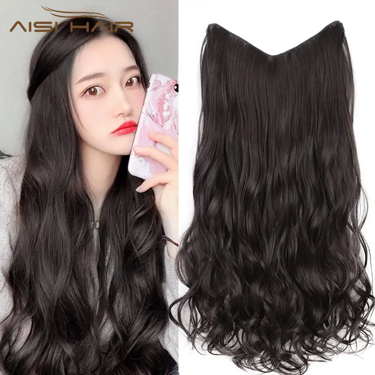 Aisi Hair 4 클립 헤어 익스텐션 자연 물결 모양의 긴 고온 섬유 합성 클립 Hairpieces