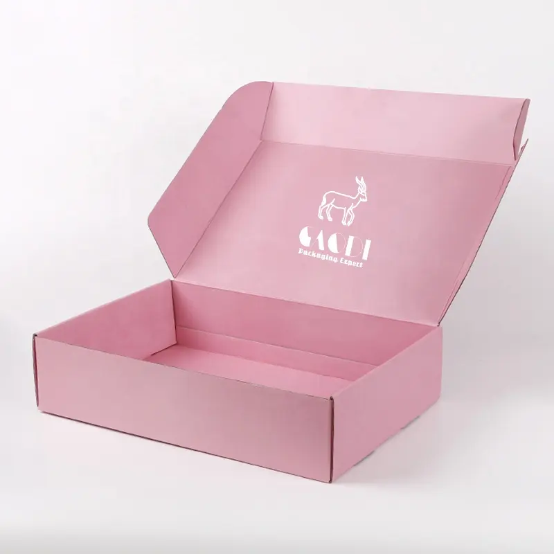 Kotak Kemasan Baju Wanita, Celana Ketat Fitness Bertudung Warna Merah Muda Lipat dengan Logo Kustom