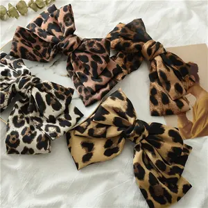 BSCI Audited Factory Wholesale New Style Leopard Hair Clip Vintage Barrette Bowknot Hair Clips For Women