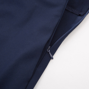 BP000838 OEM Màu Xanh Hải Quân Nút Trang Trí Loe A-Line Với Belt & Pockets Phụ Nữ Rắn Plazed Váy Faldas - Product Image 4