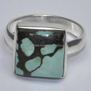 Square Turquoise Gemstone <b>Ring</b> 925Sterling Silver <b>Ring</b> with Silver Plated <b>Fashionable</b> <b>Ring</b> <b>For</b> Wedding Gift Or Parties <b>for</b> <b>Women</b> - Product Image 3
