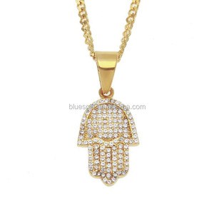 Blues OEM order Fashion acciaio inossidabile Evil of Eye Hamsa <span class=keywords><strong>fatima</strong></span> <span class=keywords><strong>collana</strong></span> <span class=keywords><strong>con</strong></span> ciondoli a <span class=keywords><strong>mano</strong></span> per gioielli religiosi - Product Image 2