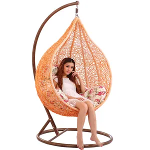 Living Room Round Egg Shaped Teardrop Faux Bamboo Wicker Rattan Swing Chair