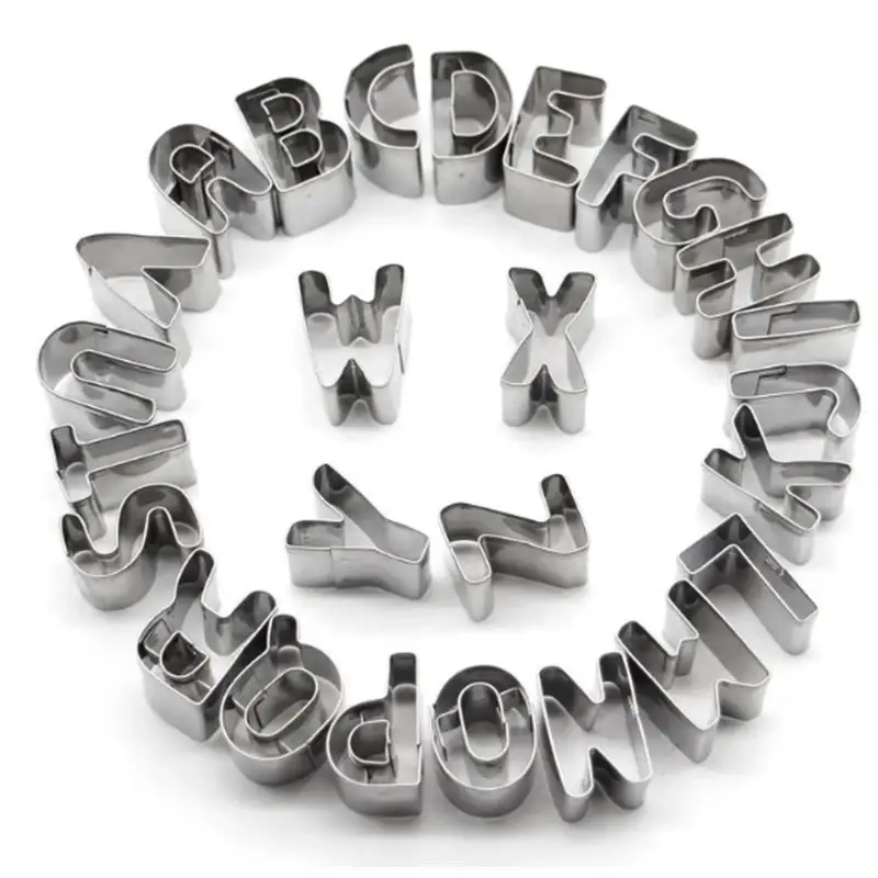 Lixsun-Molde de acero inoxidable con letras del alfabeto, cortador de galletas, pastel, Fondant, postre, 26 Uds.