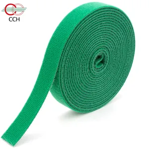 La sujeción de gancho y bucle reutilizable Correa verde 3/8 "10mm a doble cara Micro gancho y lazo de cable organizador personalizado cable