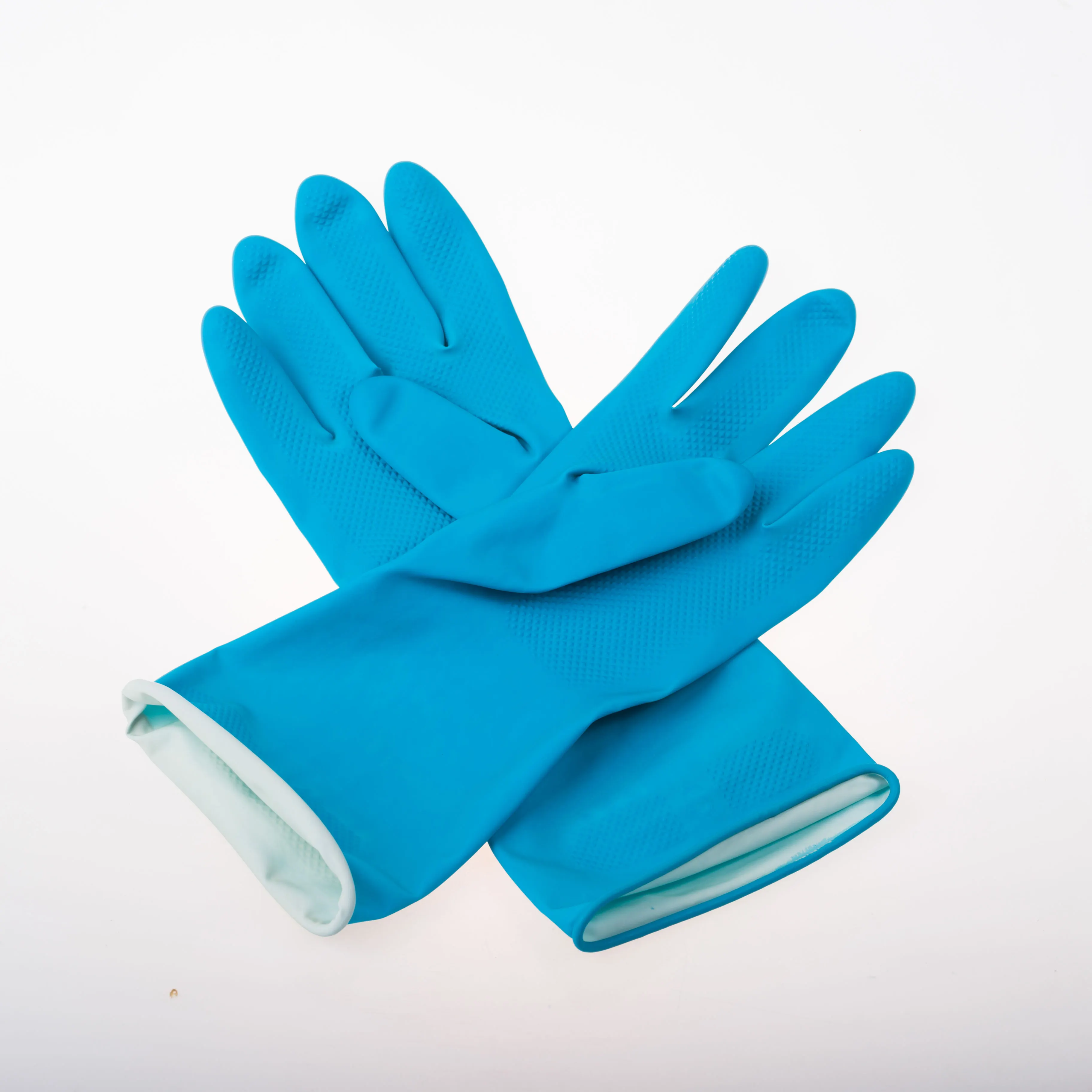 Household Glove Kitchen Gloves Hand Work Washing Dishes Gloves Cheap Price Dip Flocklined Latex 38-40g Custom Logo Thin Cleaning