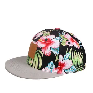 OEM yüksek kalite moda 6 panel şapka hip hop klasik hawaiian çiçek snapback şapka kapaklar