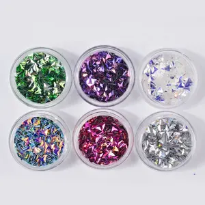 Hot Sale 6 Farbe 3D Dreieck Pfeile Nail Art Paille tte Nail Art Glitter Diamant Formen