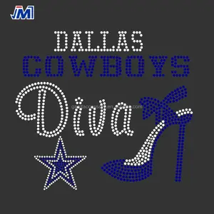 Hot Fix Dallas Diva Cowboys Rhinestone Transfer Voor Kleding