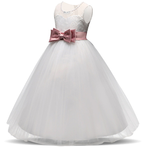 HYC06 Del Merletto di <span class=keywords><strong>Tulle</strong></span> Bianco abito di Sfera Abito da sposa vestito da partito della ragazza di usura occidentale del vestito del bambino Completa Maniche Lunghe per bambini della ragazza di fiore vestito - Product Image 1