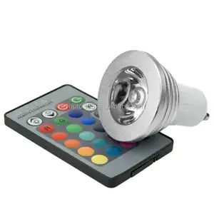 RGB Top Bola Lampu LED Berubah Warna, Pengendali Jarak Jauh 3W GU10 + 24 Kunci 16 Warna untuk Dekorasi Bagian Rumah