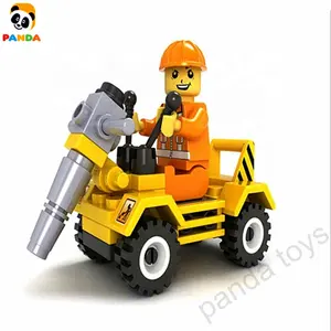 O mais barato bloco brinquedos shantou brinquedos veículo caminhão Engenharia caminhão De Perfuração Perfuração de Compatibilidade de tijolo brinquedos de aprendizagem PA05006