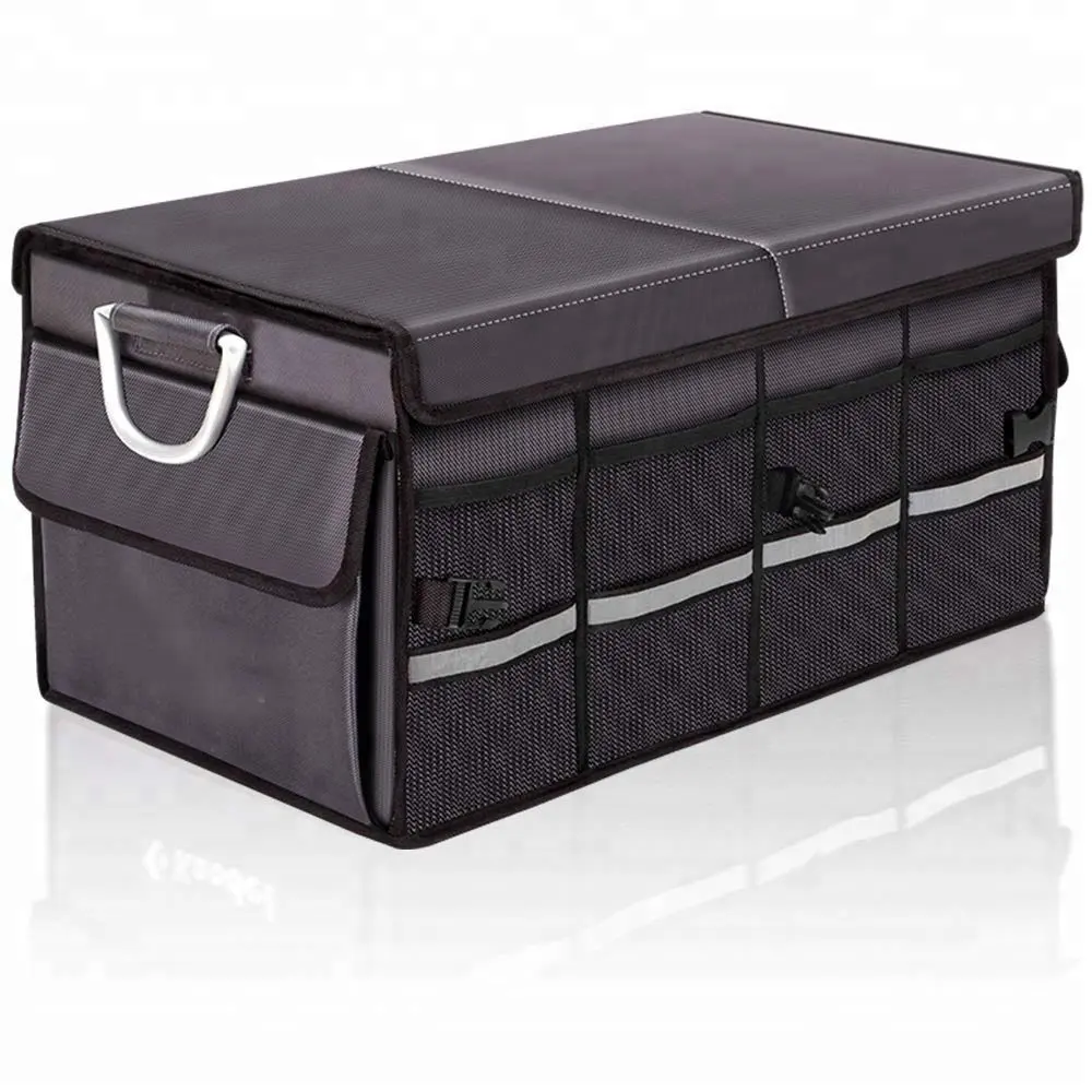 Amazon กันน้ำ Heavy Duty Backseat สมาร์ทพับรถ Trunk Organizer พับฝาครอบ