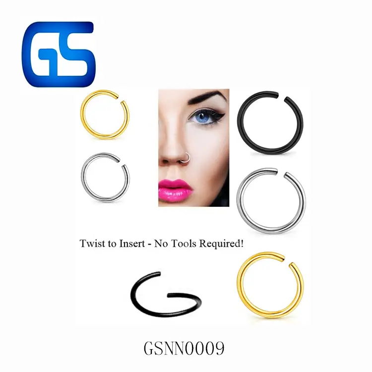 Stainless Steel False Puncture Nose Ring Invisible Fake Nose Ring Circle None Piercing Nose Studs