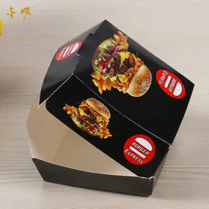 Biodegradable CMYK printing cardboard food packing box for hamburger Chips