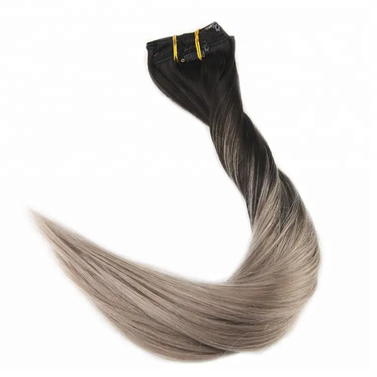 Cheveux humains brésiliens raides remy 10 couleurs peuvent personnaliser le clip humain dans les extensions de cheveux