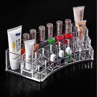 Organizzatore di Trucco acrilico Trasparente Desk Cosmetico di Trucco Organizzatore Scatola di Immagazzinaggio Rossetto Brush Holder Rack Scatola di Presentazione Dei Monili