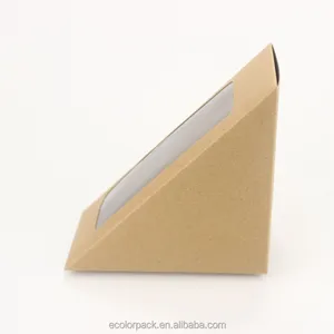 Boîte à sandwich et fenêtre en papier Kraft, boîte triangulaire de haute qualité pour sandwichs