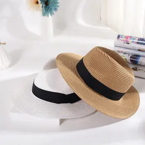 Customized cheap summer beach plain large prim straw beach hat wholesale women panama hat