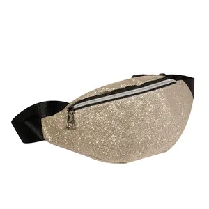 Glitter Fanny Pack Belt Pouch Women Travel Gold Waist Bag