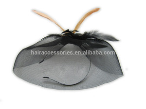 la moda de malla negro pluma y la banda de alice para la <span class=keywords><strong>fiesta</strong></span> - Product Image 3