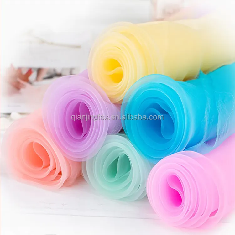 Neuankömmling billig 42 Farben transparenten Polyester Organza Stoff für Kleid