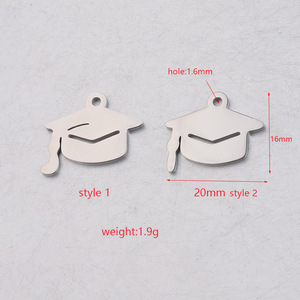 Pendentif en acier inoxydable pour la fabrication de bijoux, accessoires pour pendentif, chapeau de garçon, en forme de casquette, porte-bonheur, 16x29mm - Product Image 6