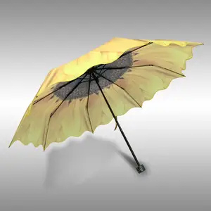 Pieno di stampa del fiore delle signore di figura umbrella 3 pieghevole ombrello