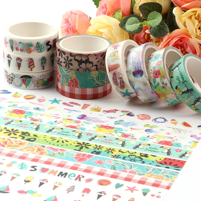 cheap and good quantity Stock Washi Tape Colorful Decorative Japanese Paper Tape