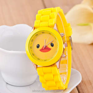 Montre en silicone Genève, motif <span class=keywords><strong>canard</strong></span> jaune de dessin animé, pour enfants, hommes et femmes - Product Image 1