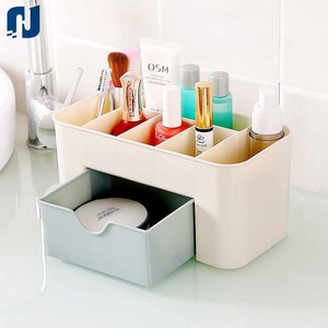 Multi-functional Jewelry Box Plastic Cosmetic Storage Box With Small Drawer Desk Sundries Storage Container Organizer