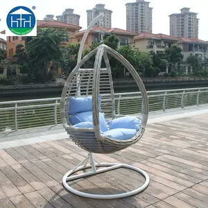 Trang Chủ Ngoài Trời PE Wicker Mây Trứng Hình Dạng Đồ Nội Thất Hiên Treo Đu Ghế