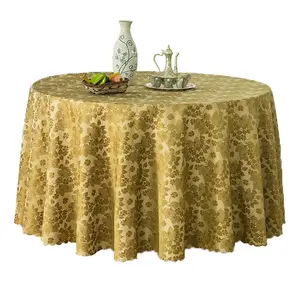 Wedding party polyester jacquard damask round tablecloth