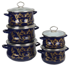 Lujo de oro 5pc <span class=keywords><strong>arabesco</strong></span> calcomanía cobalto esmalte olla conjunto, utensilios de cocina conjunto - Product Image 1