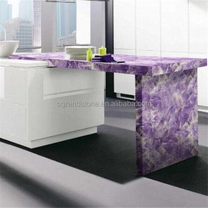 Cheap Kitchen Translucent Amethyst <strong>Countertop</strong>, Semi Precious Stone Precut Purple <strong>Countertop</strong> - Product Image 1